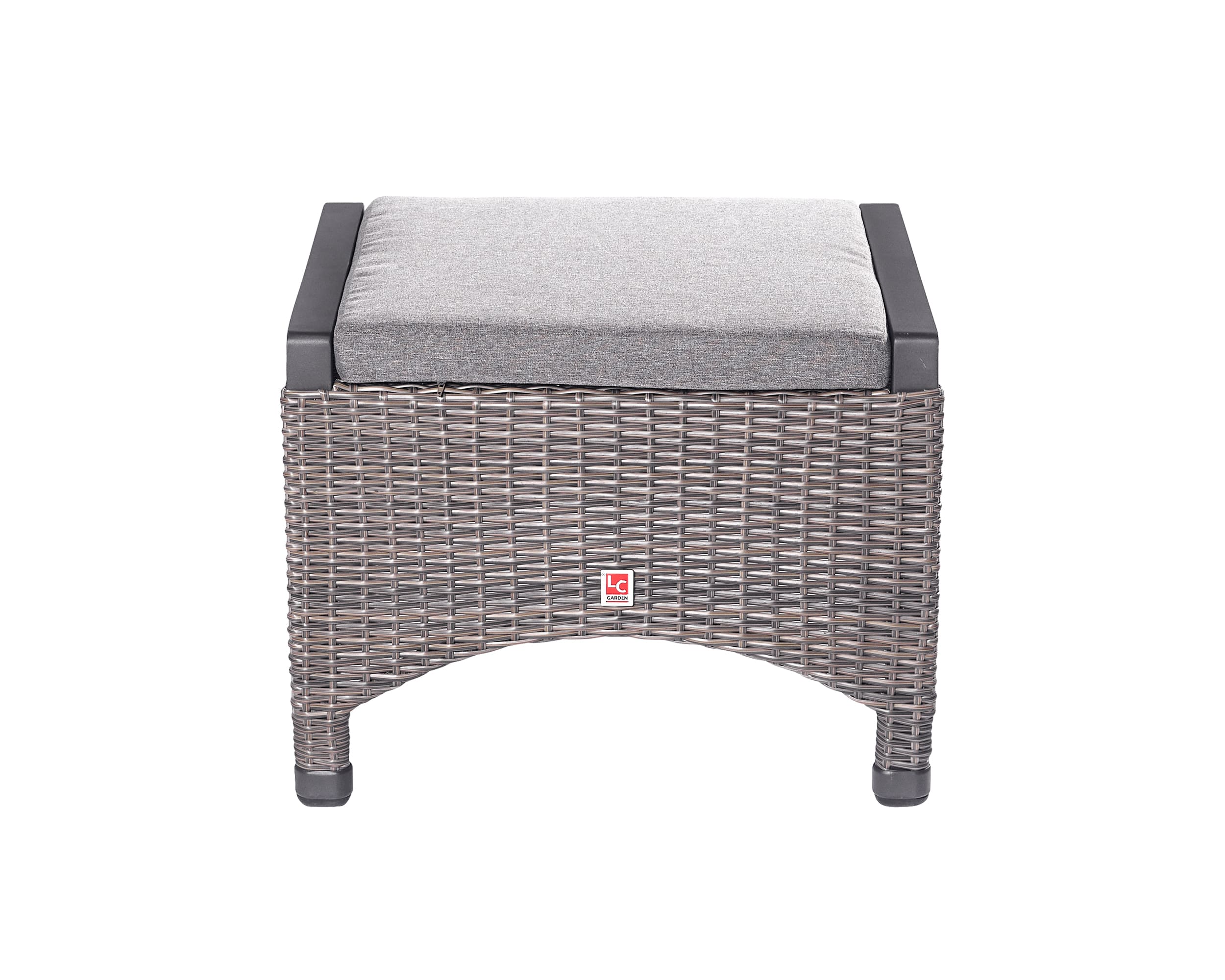 LC Garden »Komido« Dining Hocker omega braun 46x59x47cm Dining Fußbank aus handgeflochtenem Polyrattan inkl. Sitzkissen