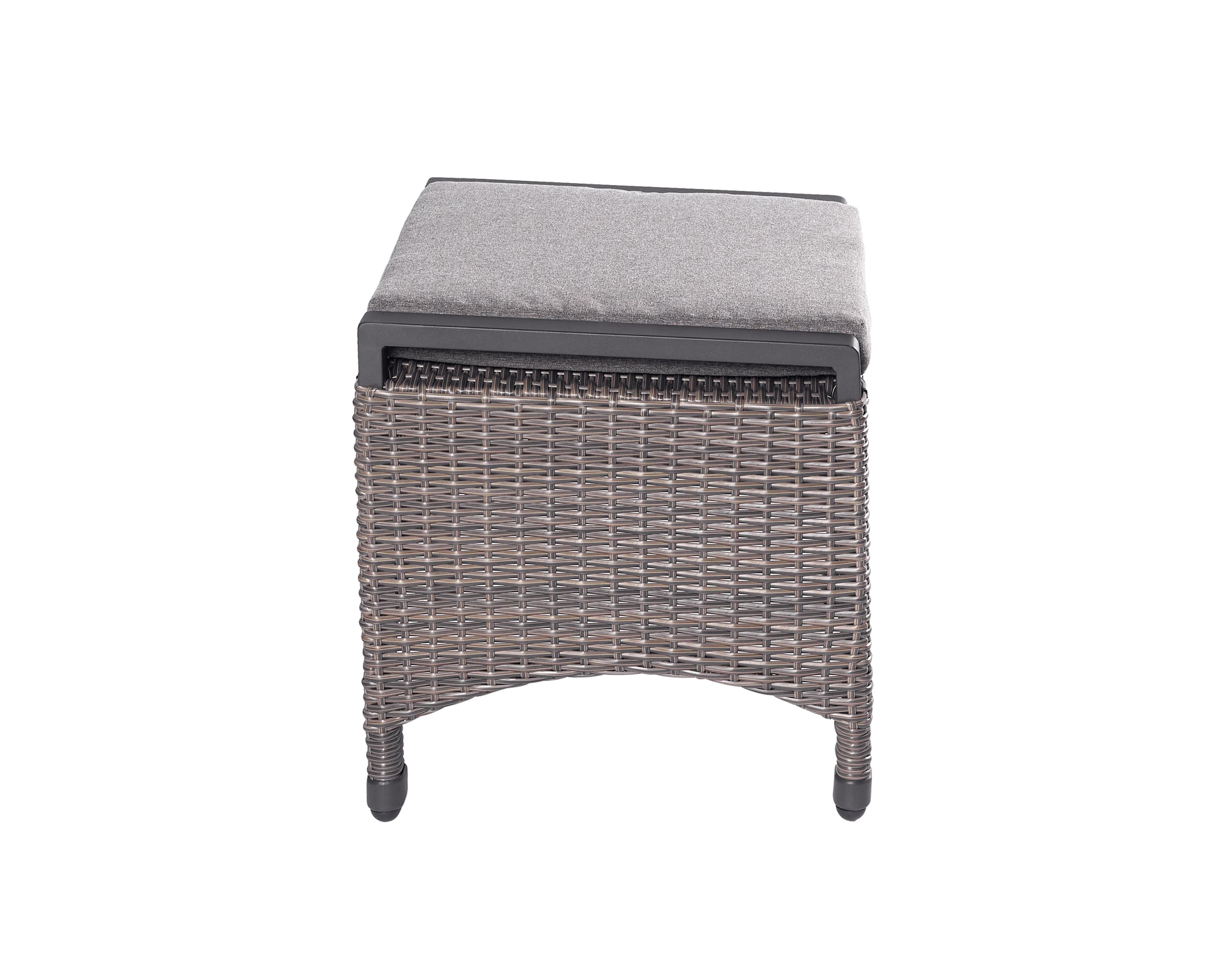 LC Garden »Komido« Dining Hocker omega braun 46x59x47cm Dining Fußbank aus handgeflochtenem Polyrattan inkl. Sitzkissen