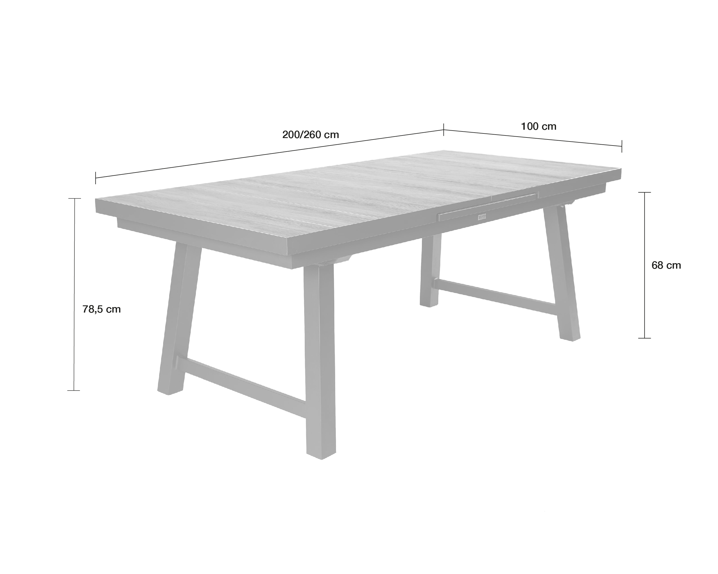 LC Garden »Komido« Dining Ausziehtisch A-Fuß Braun 200/260x100x75cm Gartentisch